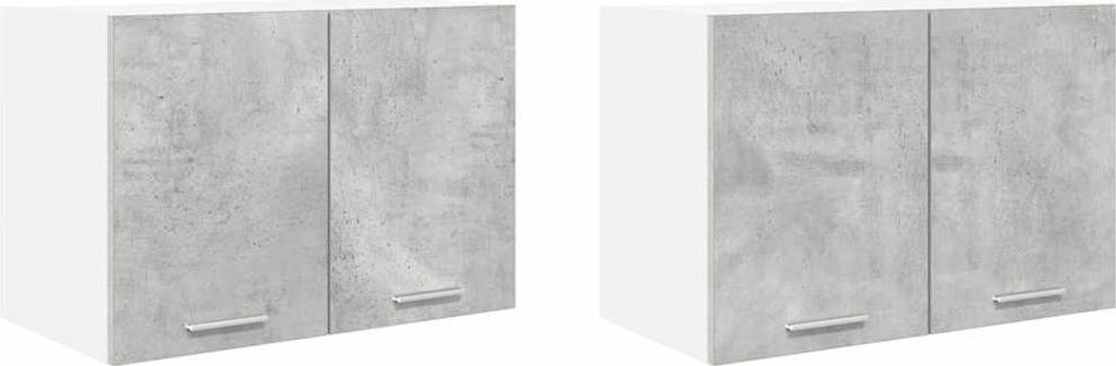 vidaXL Hängeschrank mit Tür 2 pcs Betongrau und Weiß 60 x 31 x 40 cm