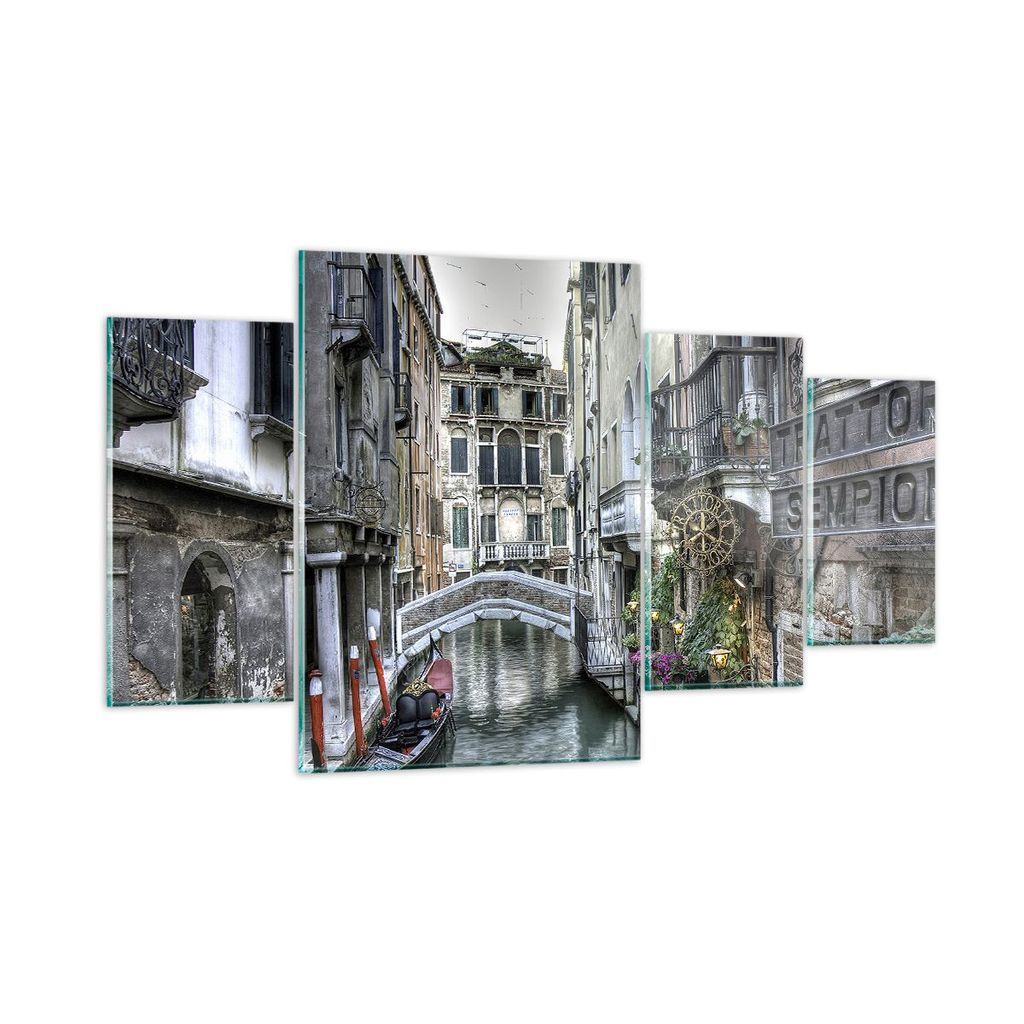 Bilder auf glas - Venedig Brücke Wasser - 160x90cm - Glasbilder - Wandbilder - Kunstdruck - zum Aufhängen bereit - Wanddekoration aus Glas - Glas...