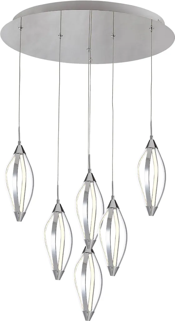 Lustre Suspension LED SAKURA Design Moderne Chrome Blanc 3000K 55cm