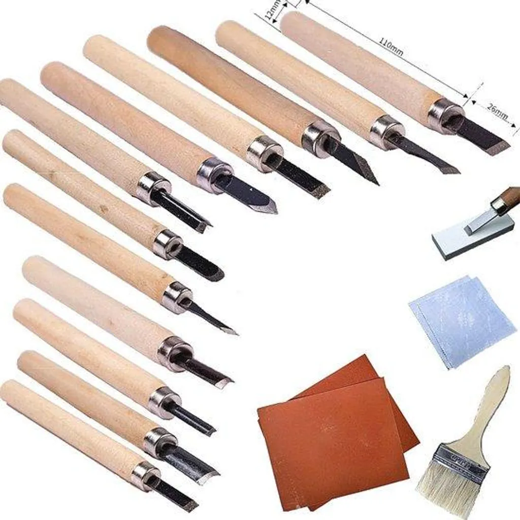 Set de gouges et ciseaux de sculpture bois et légumes 18 outils