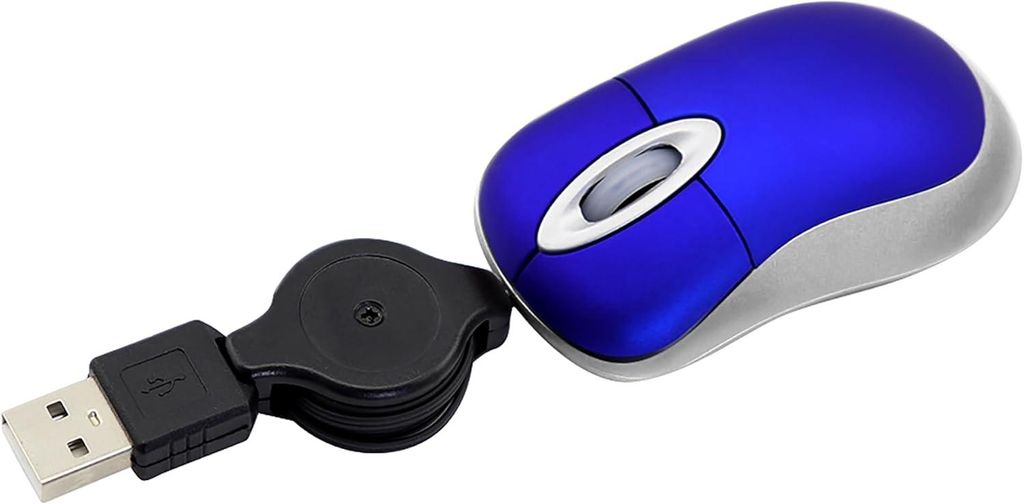 Mini Kabelgebundene Maus mit einziehbarem 70cm USB-Kabel, 1600 DPI Optische Reisemaus, kompakt für Kinderhände, Laptop & PC, Plug & Play für Win...