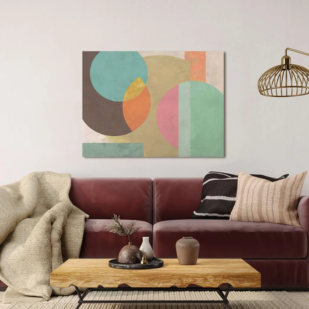 Tableau abstrait géométrique Moon Base - Toile moderne de 70x50 cm - 3