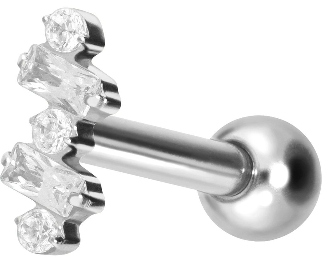 Ohrpiercing Titan Ohrpiercing mit Innengewinde EINGEFASSTE KRISTALLE Silber Stablänge: 8mm