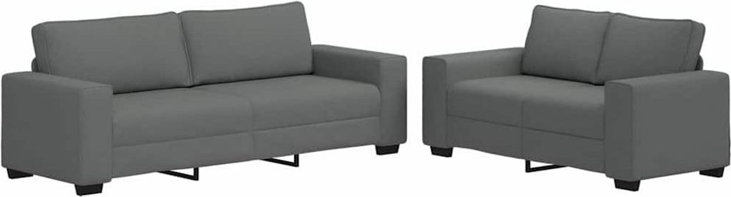 vidaXL 2-tlg. Sofagarnitur mit Kissen Dunkelgrau Stoff