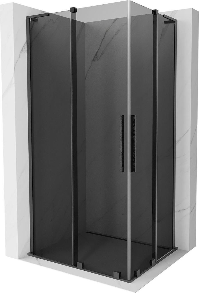 Mexen Velar L Duo Schiebeduschkabine 90 x 80 cm, Grafik, gebürstetes Gun Gray - 871-090-080-02-43-66