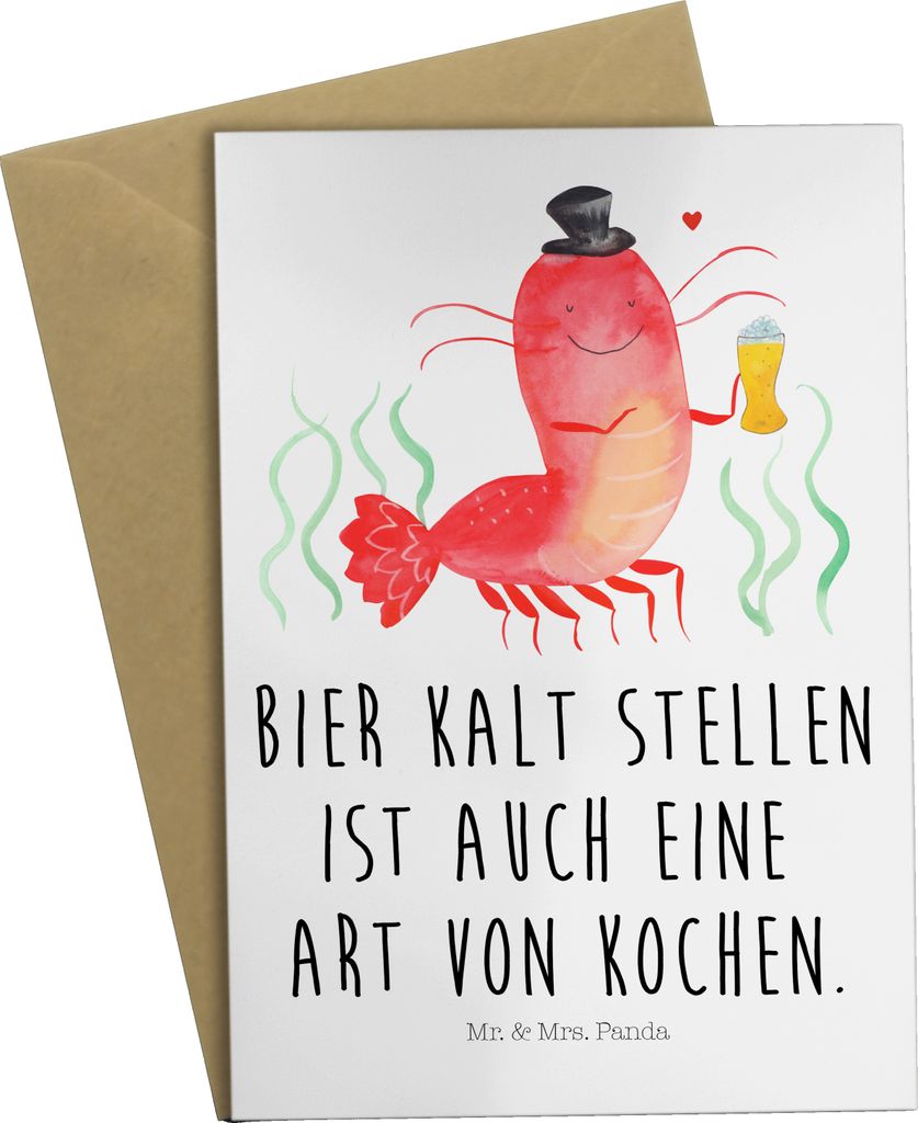 Mr. & Mrs. Panda Glückwunschkarte Hummer Weizen - Weiß - Produktbild 