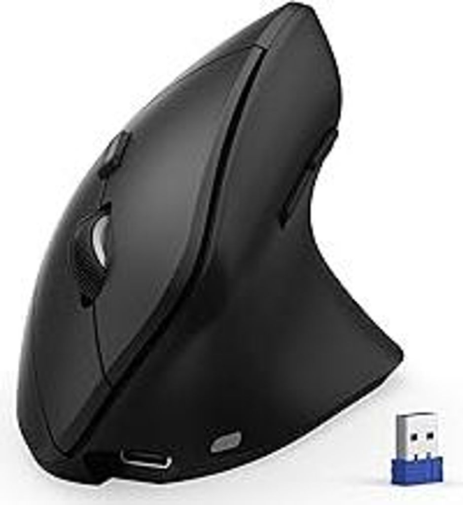 TECKNET Ergonomische Bluetooth Maus, 60g Leicht Wiederaufladbar Kabellose Vertikale Maus (BT 5.0/3.0 + 2.4G), Computermaus Kabellos, 6-stufig Verst...
