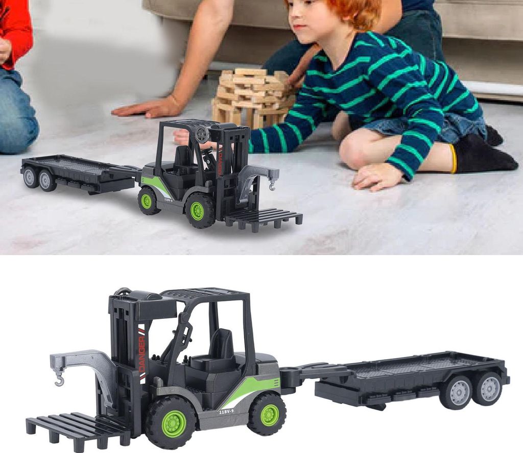 Gabelstapler mit Tieflader-Modell, hochdetailliertes Produktbild 
