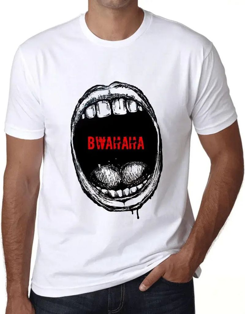 Herren Grafik T-Shirt Mundausdrücke bwahaha – Mouth Expressions Bwahaha – Öko-Verantwortlich Vintage Jahrgang Kurzarm Lustige Druck Geburtstag