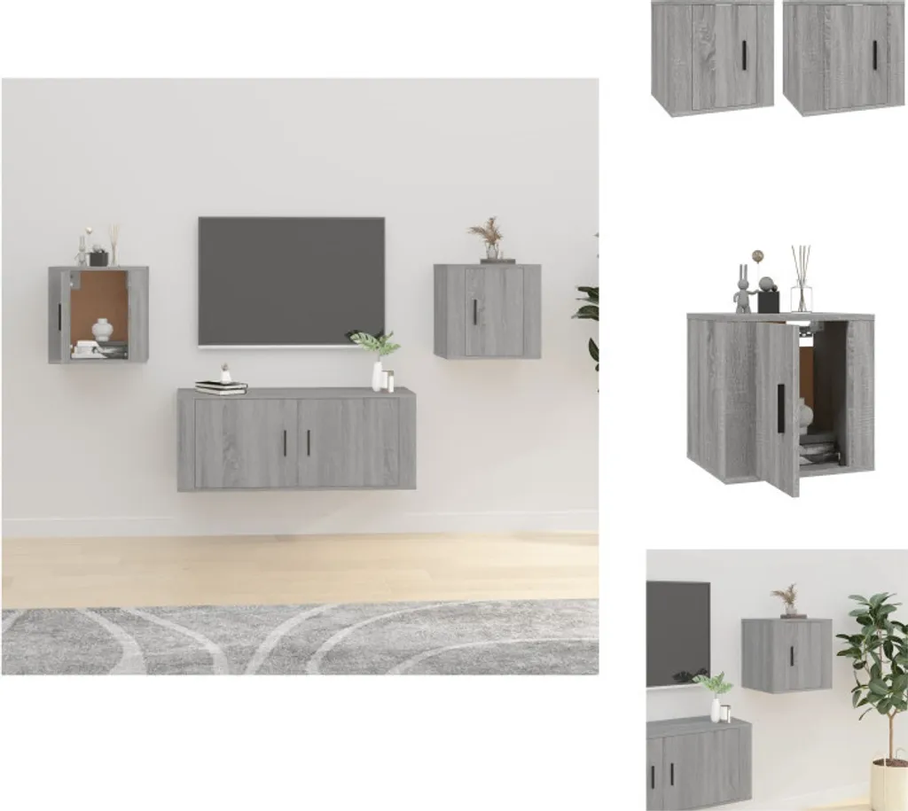 Set 2 Mobili Porta TV Sospesi vidaXL Grigio Sonoma 40 cm - Design Minimal