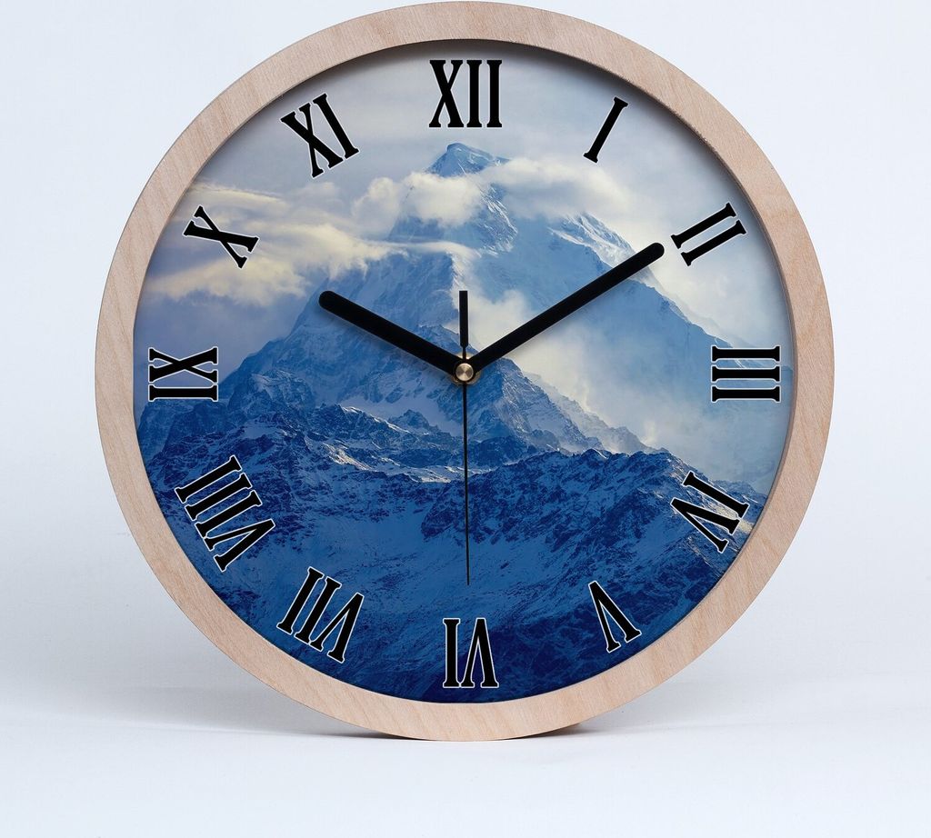 Holzuhr 30fi cm wanduhr - schwarze Spitzen - Gipfel