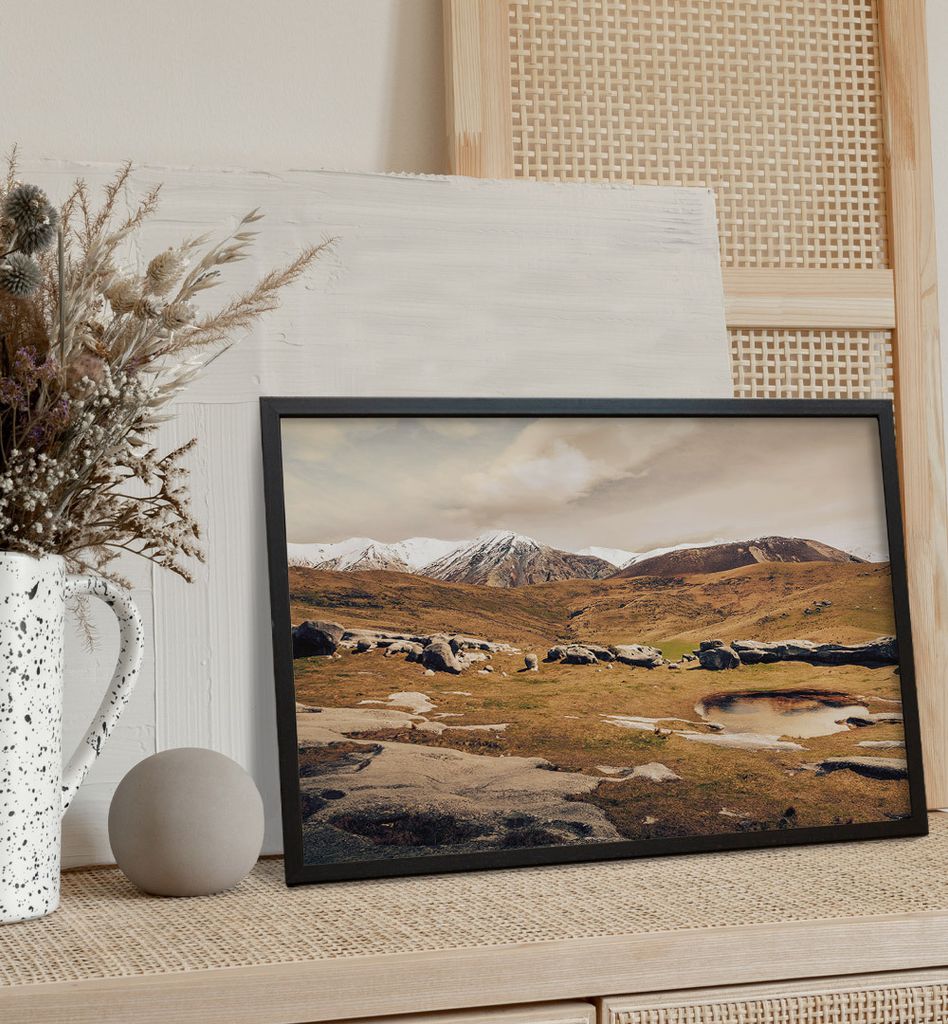 Poster Berge, groesse_poster:40x50 cm, groesse_rahmen:birke Passepartout 50x70 cm