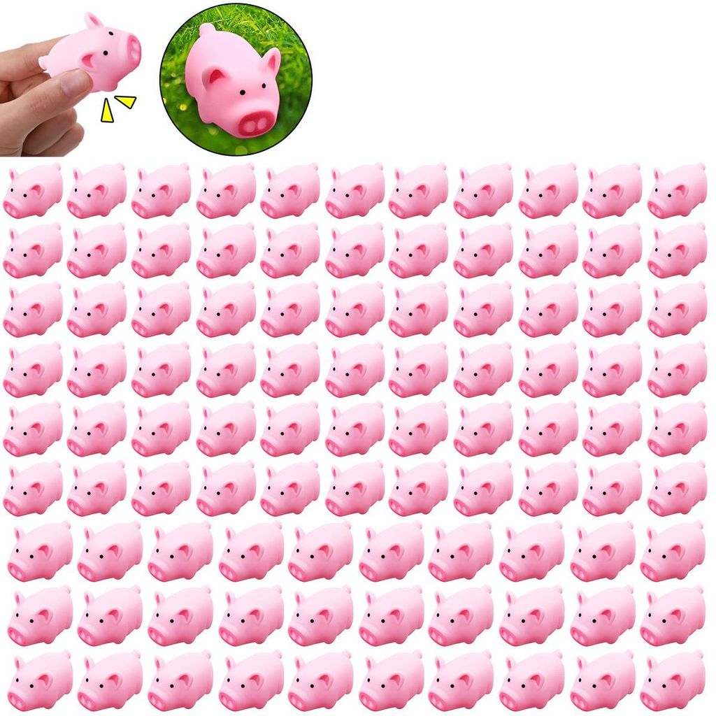 100er Set Mini Quietschschwein Bade Spielzeug, schwimmend Gummi Schweinchen, Badewannen Spielzeug für Baby, Kinder, Party & Geschenk