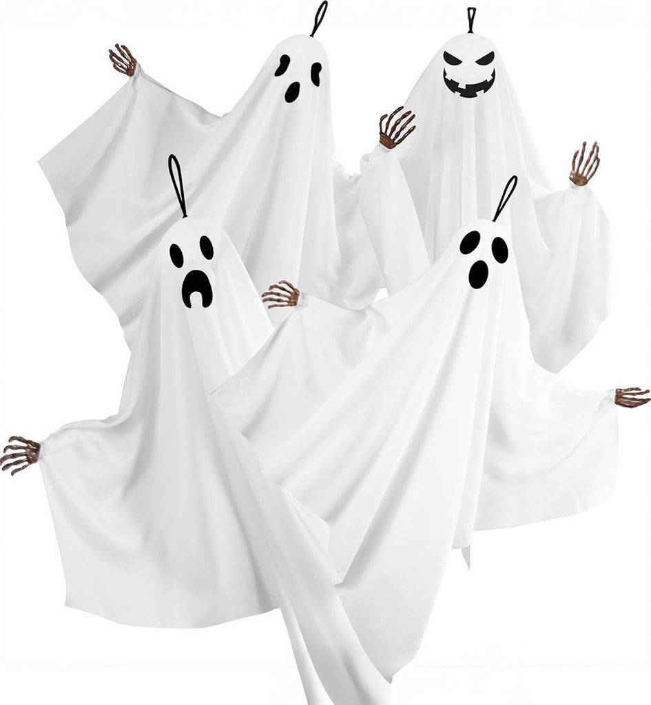 Stück Halloween-Horror-Geister-Hängedekorationen mit Skeletthänden, Thriller-Ausdrücken, gruselige Gartenornamente für Veranda und Baum