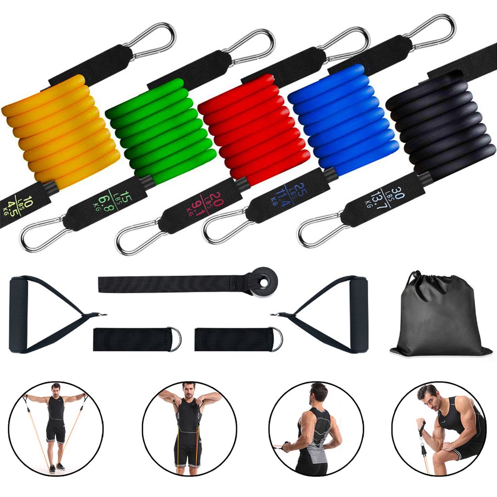 12 Stück 150 LBS Widerstandsbänder Fitnessbänder Gummibänder Expander Yoga Set 
