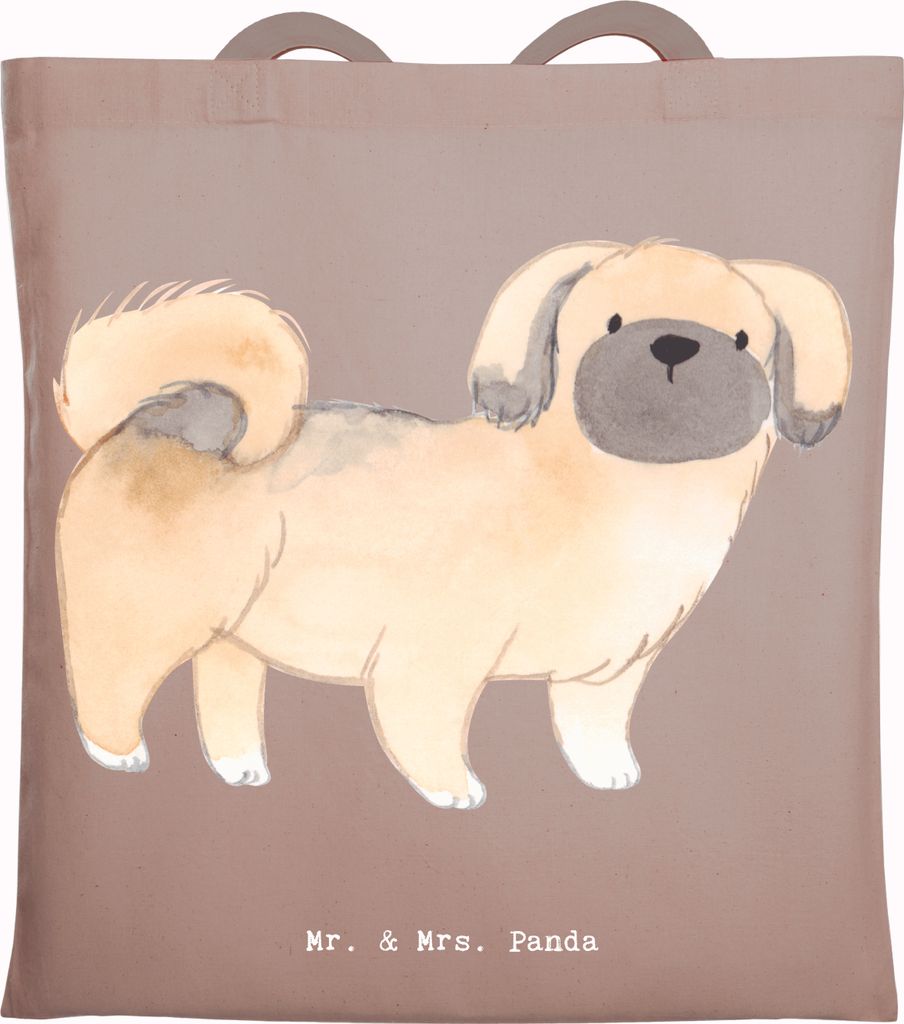 Mr. & Mrs. Panda Shopping Tasche Pekingese Moment - Braun Pastell - Geschenk, Jutebeutel, Einkaufstasche, Schultasche, Laptoptasche, Tote Bag, Peki...