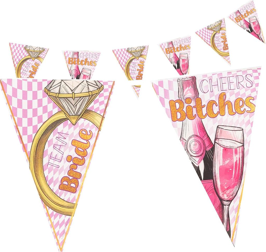 Bachelorette Wimpelkette 4–5 m – Bling Bling Deko für den Junggesellinnenabschied