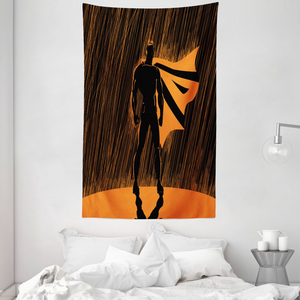 ABAKUHAUS Superheld Wandteppich und Tagesdecke, Super Powered Held aus Weiches Mikrofaser Stoff Waschbar ohne Verblassen Digitaldruck, 140 x 230 cm...