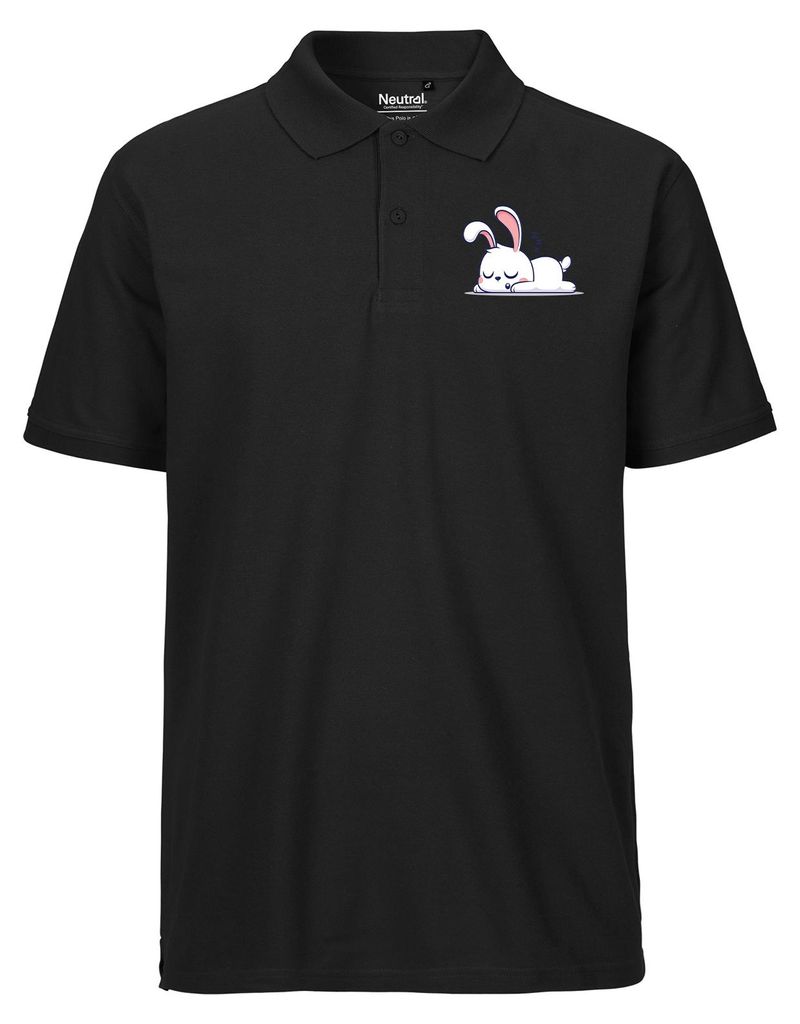 Huuraa Herren Polo Shirt Hase Comic XL Black Bio Baumwolle Fairtrade Poloshirt Geschenkidee