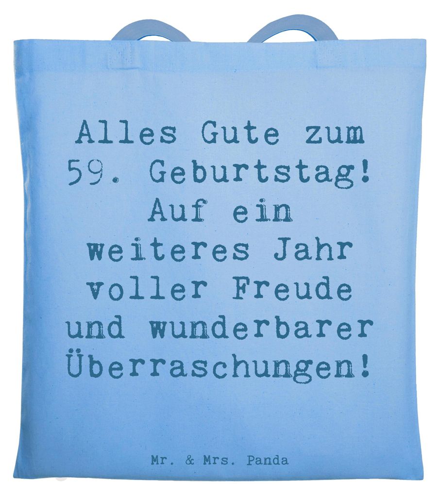 Mr. & Mrs. Panda Einkaufstasche Spruch 59. Geburtstag - Sky Blue - Geschenk, Alter, Tote Bag, Freude, Einkaufstüte, Schultasche, Shopping Tasche, ...