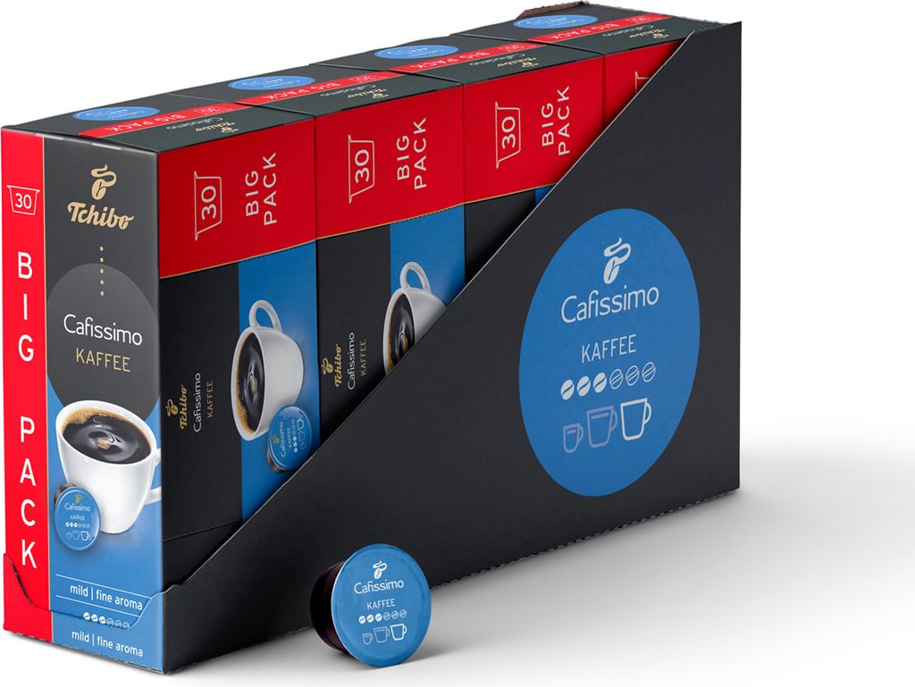 Tchibo Cafissimo Vorratsbox Kaffee Filterkaffee mild Kaffeekapseln, 120 Stück – 4x30 Kapseln (Kaffee, mild mit sanften Röstaromen), nachhaltig ...
