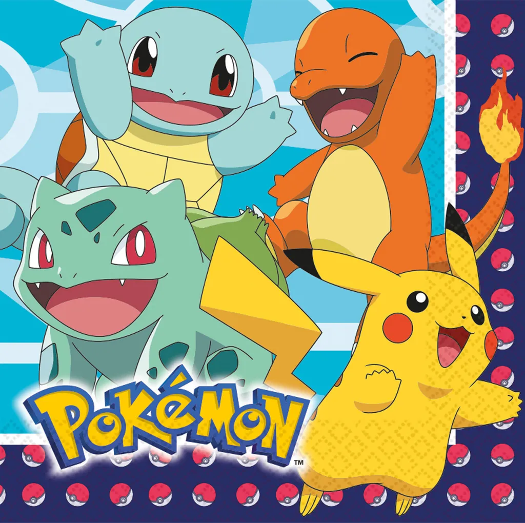 Serviettes Pokémon Amscan 33 cm - Lot de 16 Unités pour Anniversaire