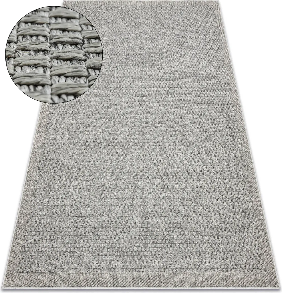 Tapis de Couloir Gris ORIGI 3667 78x150 cm Tissage Plat Style Sisal