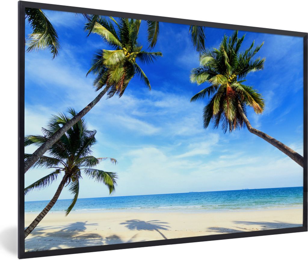 MuchoWow Gerahmtes Poster Palmen - Strand - Meer 90x60 cm - Poster mit Schwarzem Bilderrahmen Wandposter Rahmen Foto Bilder - Fotorahmen - Foto-P...