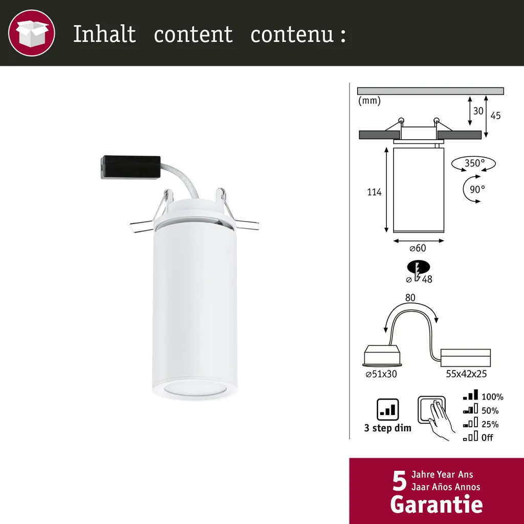Paulmann Luce da incasso LED Turnal - 4