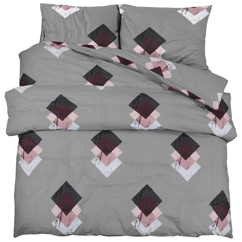 vidaXL Bettwäsche-Set Grau 200x200 cm Baumwolle Produktbild 
