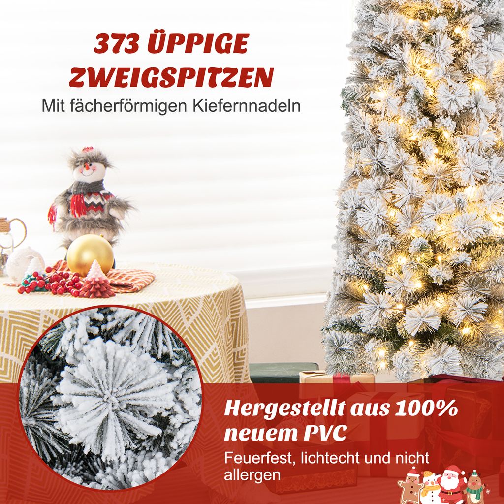 COSTWAY 180 cm Bleistift Weihnachtsbaum mit Schnee, Produktbild 4