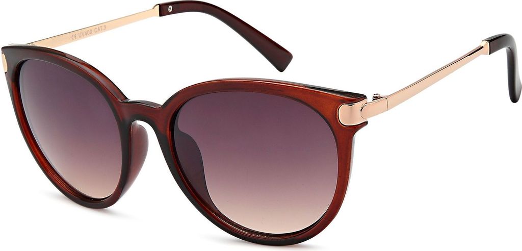 styleBREAKER Damen Sonnenbrille in Katzenaugen Cat-Eye Form, Kunststoff Vollrand Gestell und Metall Bügel 09020073