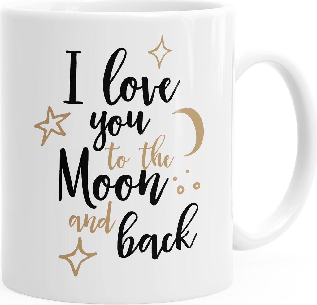 Kaffee-Tasse I love you to the moon and back Geschenktasse Liebe Partnerschaft MoonWorks weiß unisize