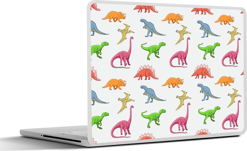 MuchoWow Laptop Aufkleber Sticker Cover Muster - Dino - Kinder - Farben - Kinder - Junge 25x18 cm - Laptop-Deko