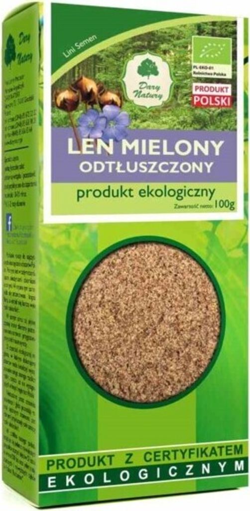 Dary Natury gemahlener Flachs, entfettet, umweltfreundlich, 100 g