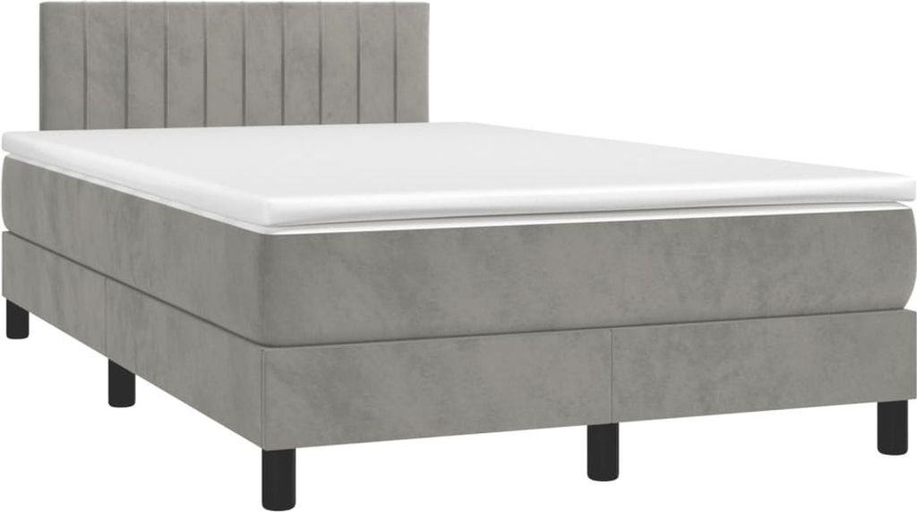 Maison Exclusive - Boxspringbett mit Matratze & LED Hellgrau 120x190 cm Samt
