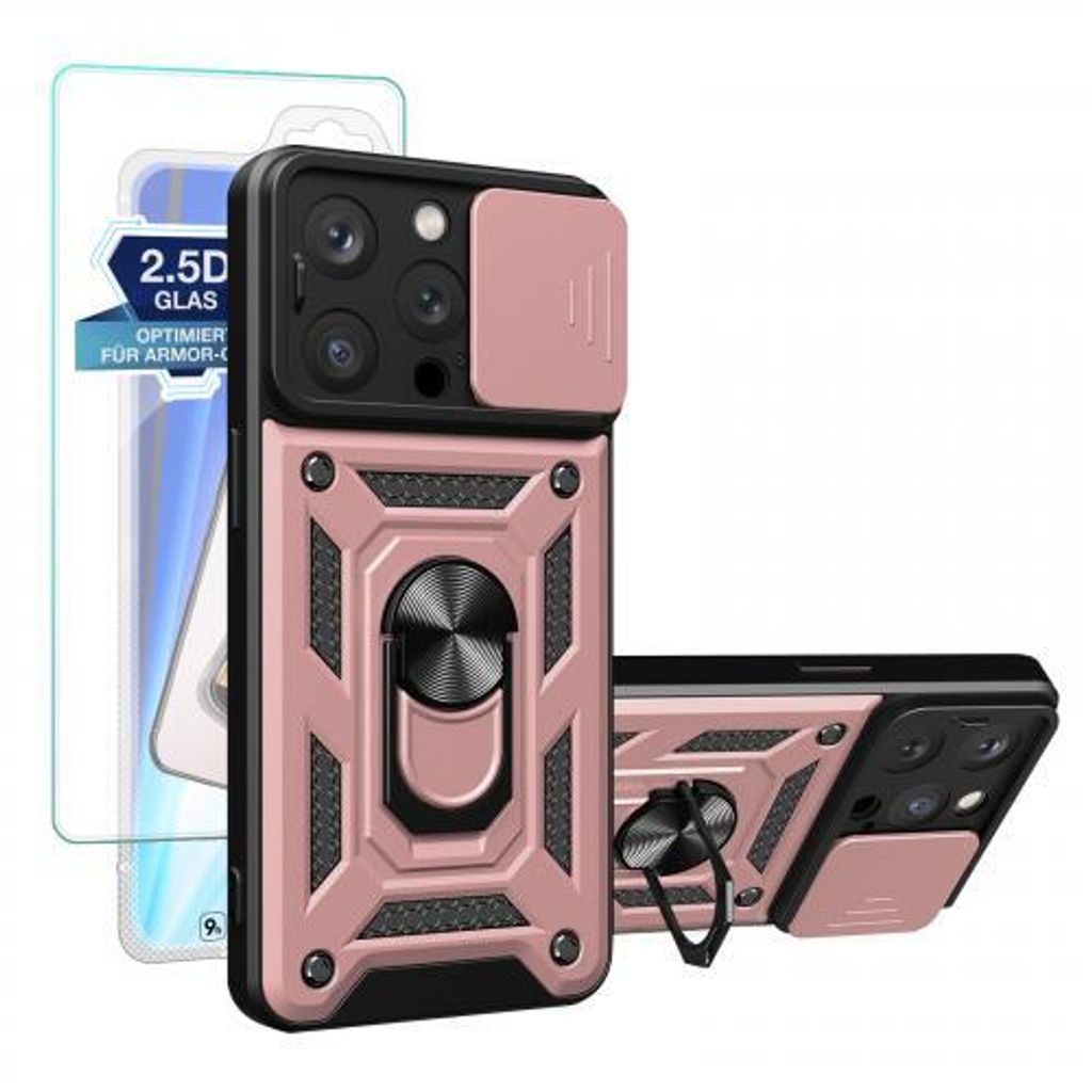 Armor Hülle Camera Protect für Apple iPhone 15 Serie (Glasvariante) - Farbe: Rosegold - Modellkompatibilität: Für Apple iPhone 15 Pro - Display...