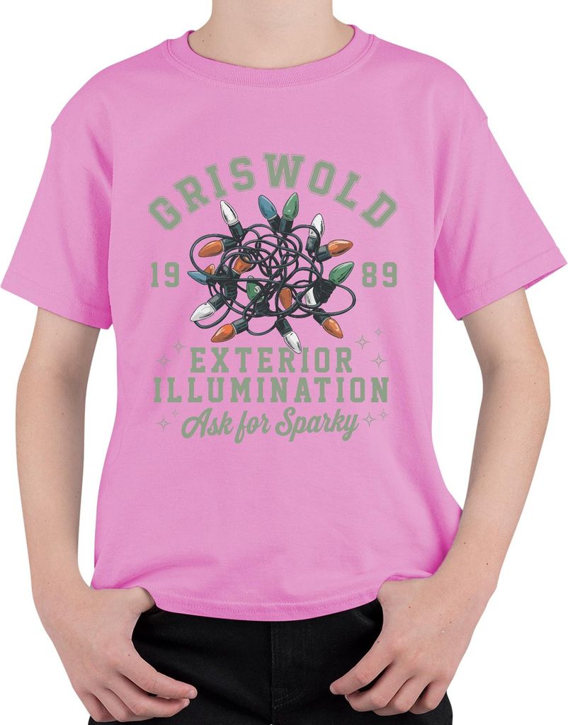 Griswold Exterior Illumination Lichterkette Grün - Weihnachten Christmas Xmas Uni Kinder T-Shirt, Pink, 140