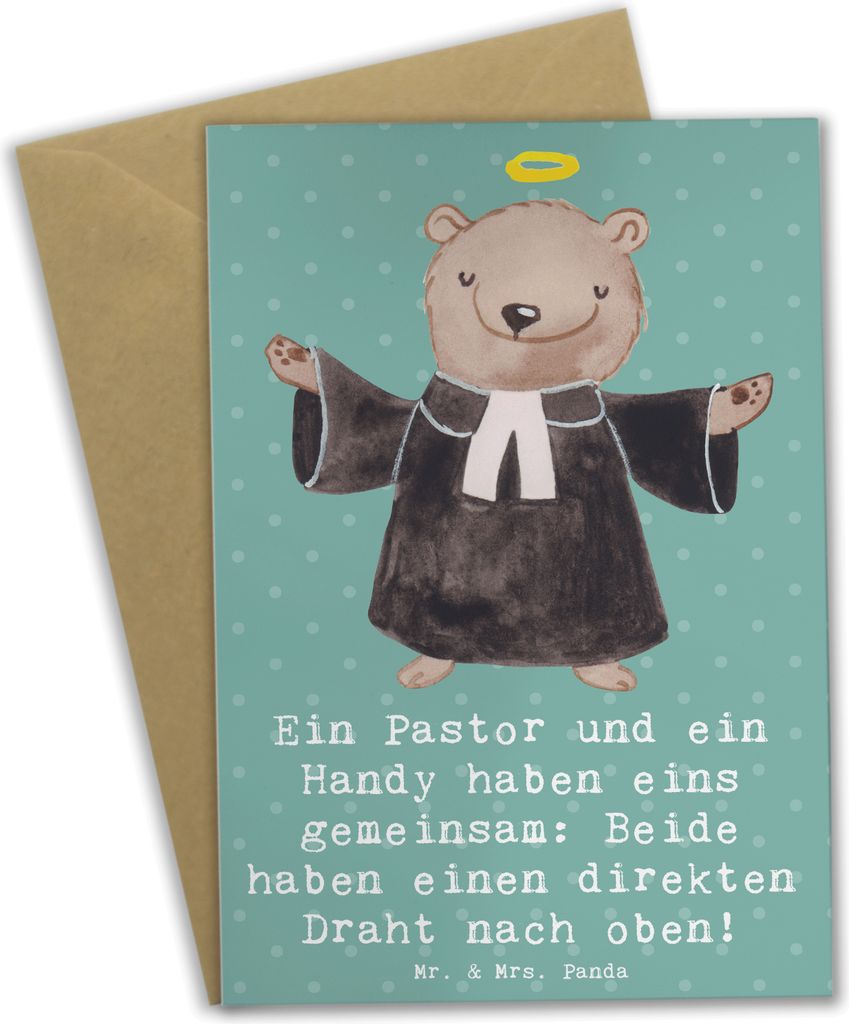 Mr. & Mrs. Panda Grußkarte Pastor Verbindung - Meeresbrise - Geschenk, Seelsorger, Prediger, Pfarrer Spruch, Grußkarten, Glaubensgemeinschaft, ha...