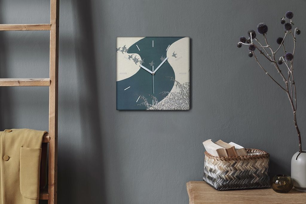 Coloray Hodiny Unikátní 30x30 cm Tiché hodiny Pro obývací pokoj a kuchyň Nástěnné hodiny Plátno Bílé ručičky hodin - Zimní řeka pt...