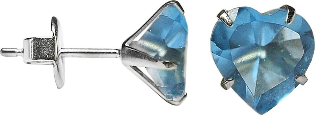 Silber Ohrstecker mit Herz in verschiedenen Farben und Größen Farbe - Blau Größe - 7 mm