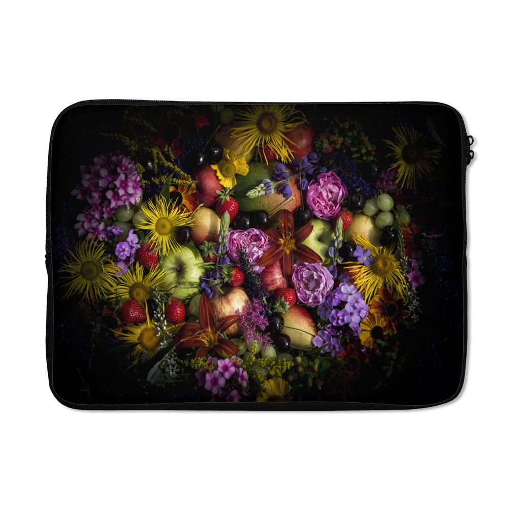 MuchoWow Laptop Hülle 14 ZollStilleben mit Blumen und Früchten Laptoptasche - Laptoptasche - Stoßsicher - Schutzhaube