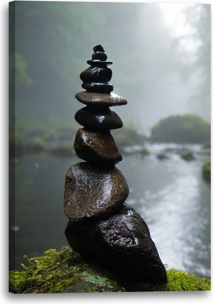 Leinwandbild (40x60cm): Landschaftsbilder Kunstwerk aus kleinen Felsen erschaffen von Natur, echter Holz-Keilrahmen inkl. Aufhänger, handgefertigt...