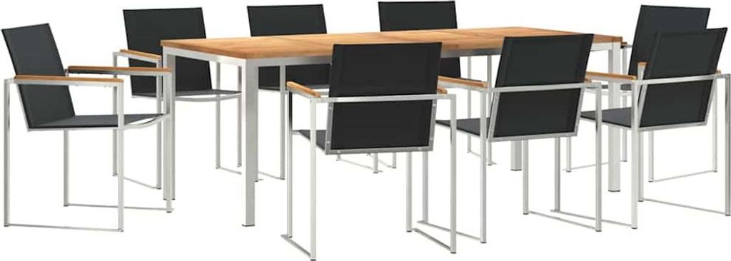 Garten Essgruppe 9 pcs Braun Massivholz Teak