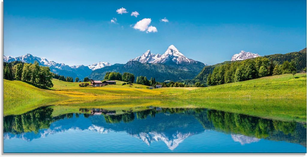 ARTland Glasbild Landschaft in den Alpen Größe: 100x50 cm
