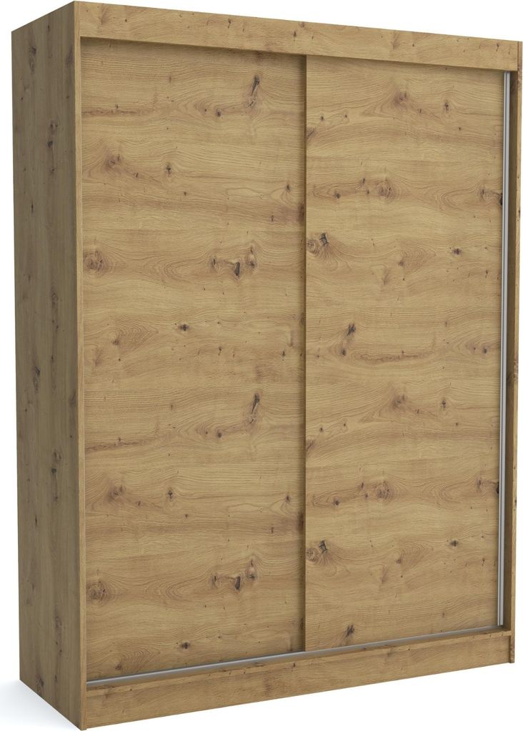 Brent - Kleiderschrank Schiebetüren Emily, Schlafzimmerschrank mit 1 Kleiderstange und Einlegeböden für Kleidung, 250x215x60 cm, Artisan Eiche