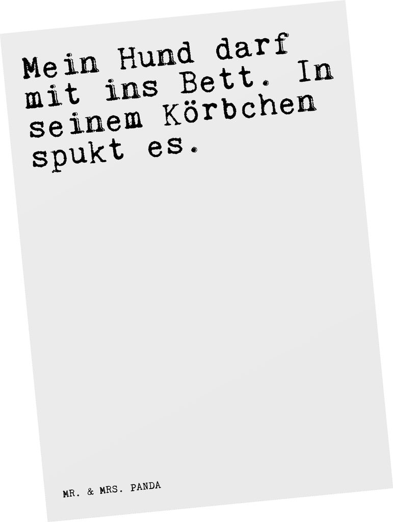 Mr. & Mrs. Panda Postkarte Mein Hund darf mit... - Weiß - Geschenk, Herrchen, Postkarten, Grußkarte, Ansichtskarten, Sprüche, Fotokarte, Frauche...