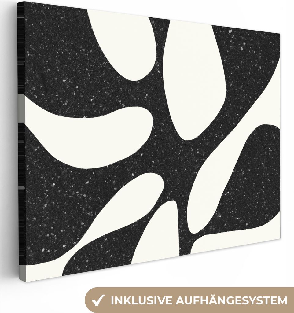 MuchoWow - Leinwandbilder - Pflanze - Schwarz - Minimalismus, Wandbild, Wanddeko Bilder Wohnzimmer, 120x90 cm