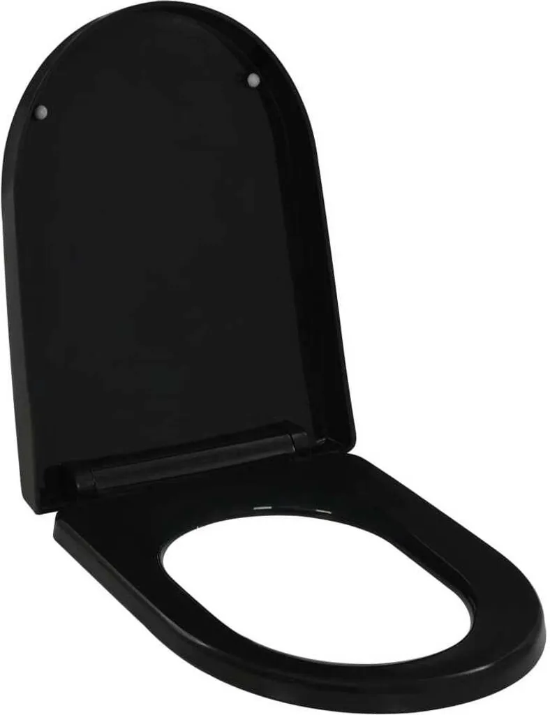 Abattant WC Noir avec Frein de Chute Soft Close et Fixation Rapide 45cm
