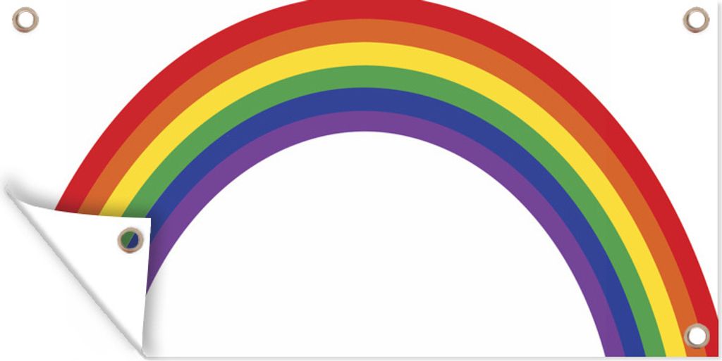 MuchoWow 80x40 cm Outdoor-Poster Gartendeko Sichtschutz Garten Poster für den Garten Eine Illustration eines Regenbogens auf weißem Hintergrund